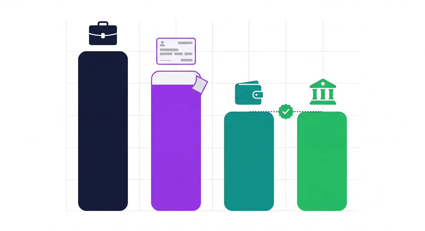Bar chart of salary from CTC to gross to net pay, where net pay should equal the bank salary credit